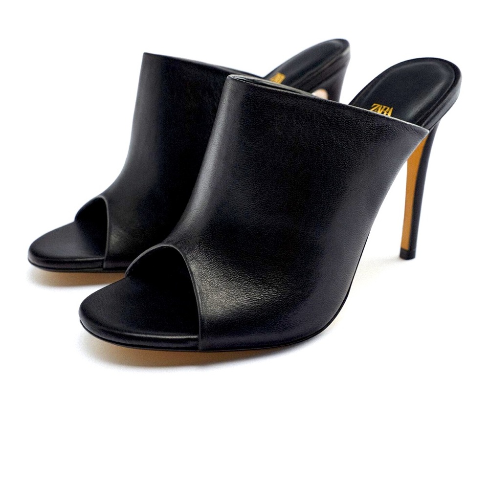 Leather heel mules Zara 7.5